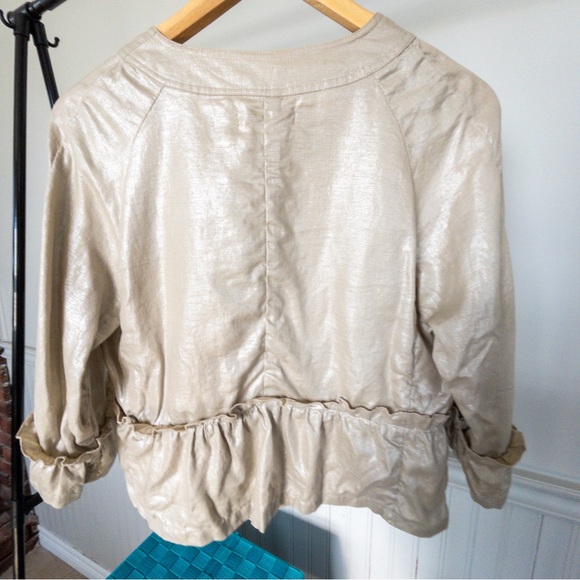 EFFETI MADA Beige/Taupe Summer Button Up Jacket 3/4 Sleeve Size L.  B002 - Picture 8 of 11